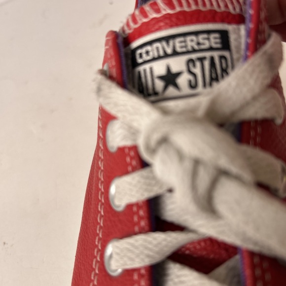 Chuck Taylor Red Leather Converse Sneakers Sz 10.5 - Picture 10 of 11